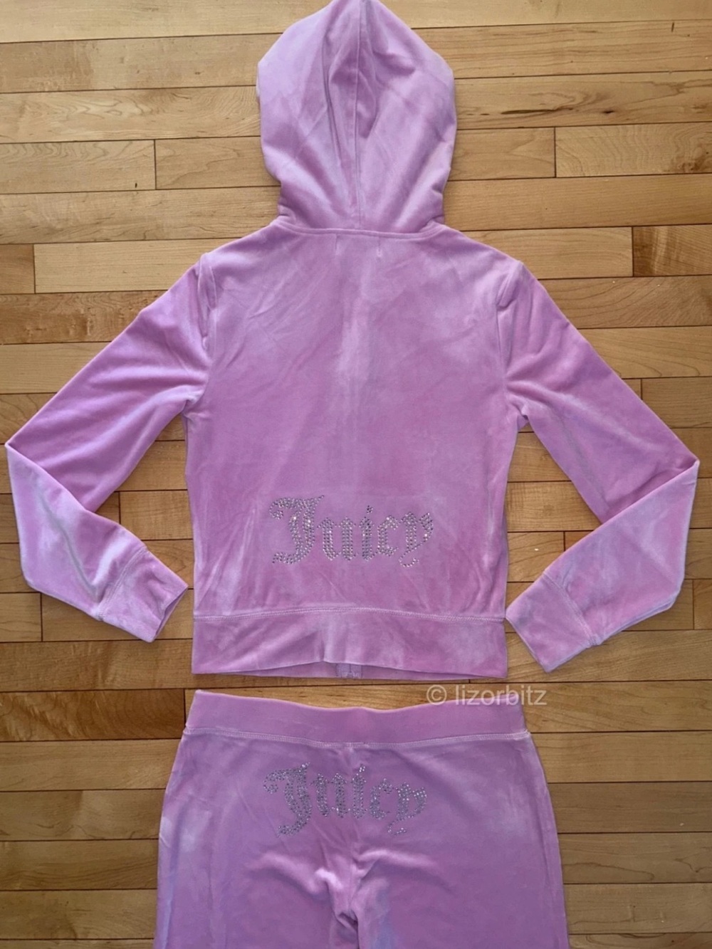 NEW! JUICY COUTURE Velour OG Gold Bling Tracksuit Set Floral Bloom Pink Size S